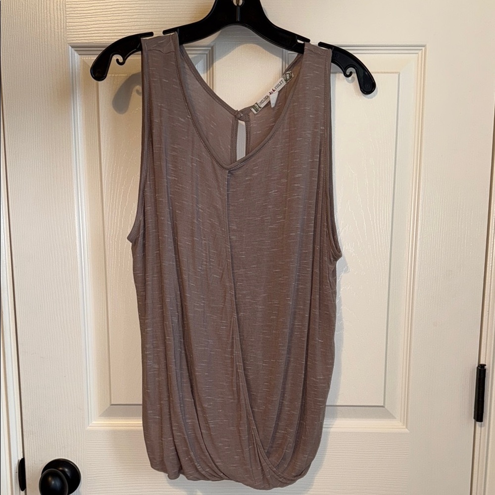 Women's Sleeveless Drape Top - Taupe